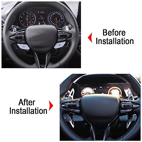 sumaikeji Aluminum alloy steering wheel shift paddle extension sticker auto parts For Hyundai Elantra N Line/Elantra GT N Line/Elantra N/Kona N/Veloster N (silver) - Image 5