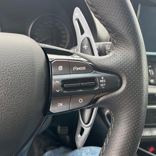 sumaikeji Aluminum alloy steering wheel shift paddle extension sticker auto parts For Hyundai Elantra N Line/Elantra GT N Line/Elantra N/Kona N/Veloster N (silver) - Image 3