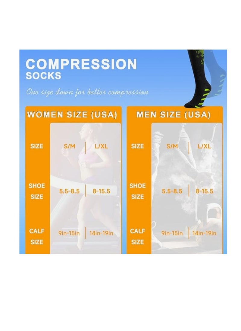 OASIS-TH - 6 Pairs Compression Socks For Women  Men Circulation Compression Socks 20-30 mmhg Best For Running Travel Reduce Calf Pain Faster Recovery Size S/M - Image 1