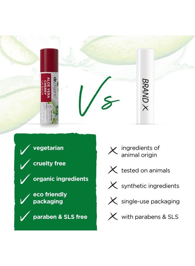 dr.organic بلسم شفاه دكتور أورغانيك بالصبار والكرز SPF 15 - 5.7 مل - Image 2