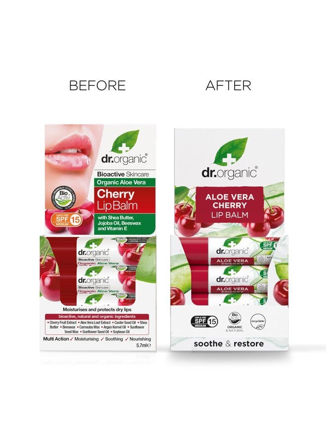 dr.organic بلسم شفاه دكتور أورغانيك بالصبار والكرز SPF 15 - 5.7 مل - Image 5