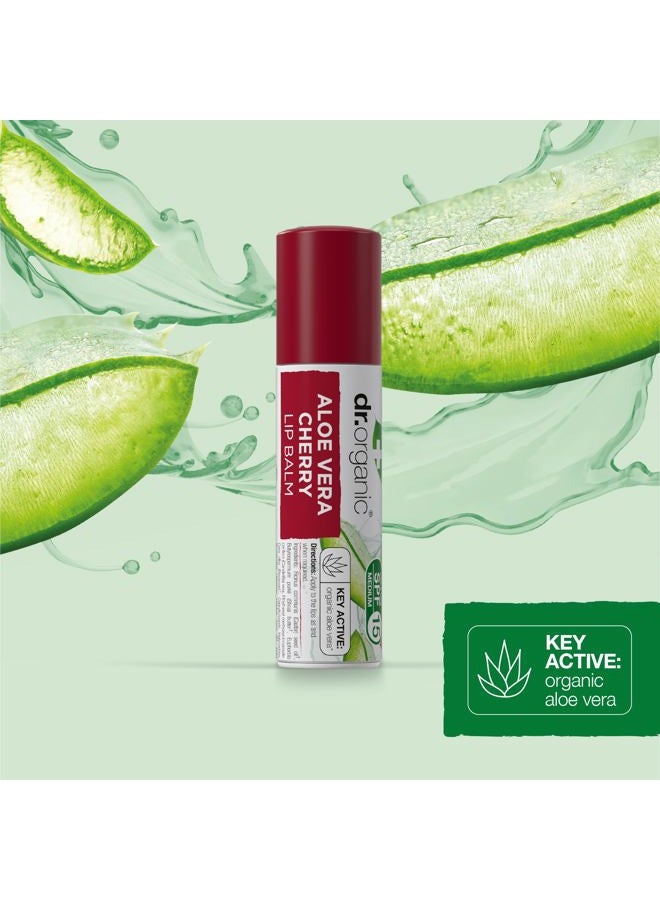 dr.organic بلسم شفاه دكتور أورغانيك بالصبار والكرز SPF 15 - 5.7 مل - Image 4