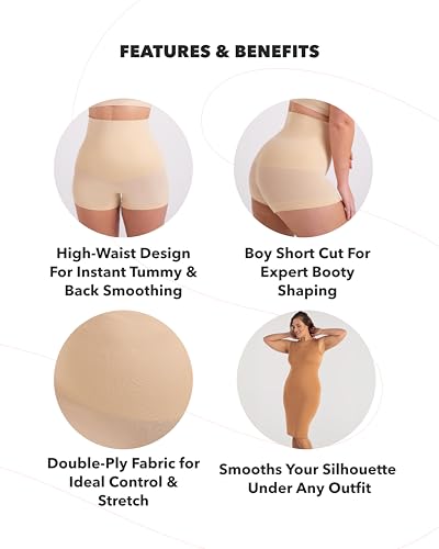SHAPERMINT Tummy Control Shapewear - Body Shaper Tummy Control Boyshort, Body Shaper for Women, Plus Size Shapewear Nude - Image 5