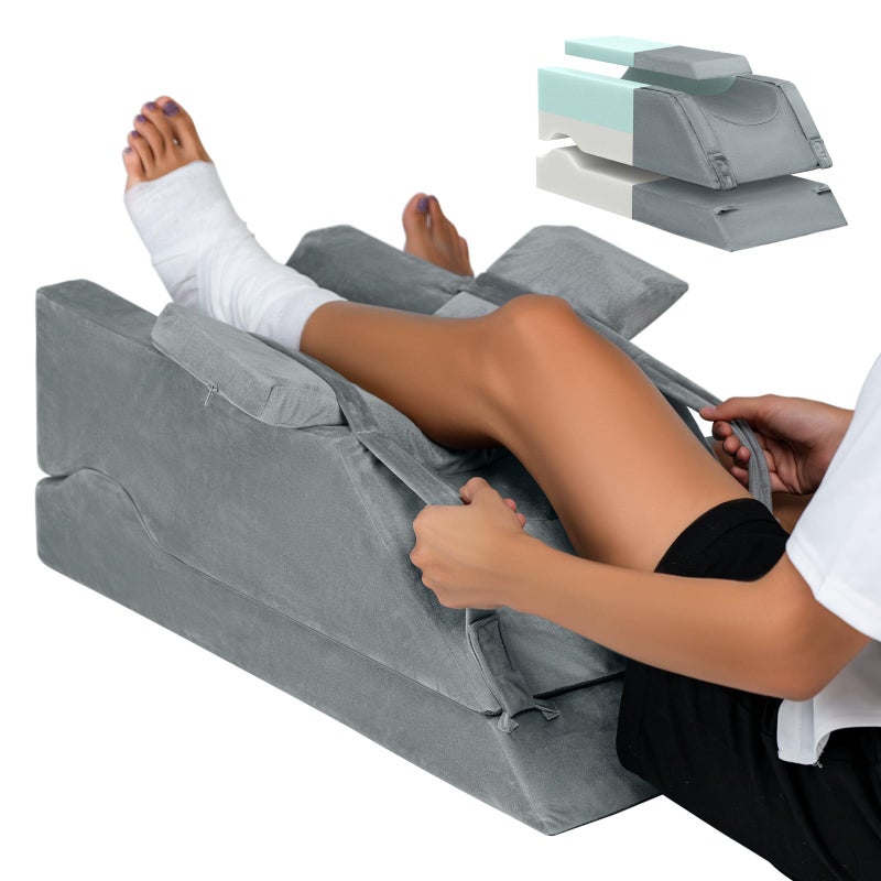 LightEase Adjustable Leg Pillow, Leg Elevation Pillows for After Surgery, Memory Foam Knee Hip Ankle Support for Pain Relief, Recovery, Blood Circulation, Swelling, Injury, Rest - Image 1