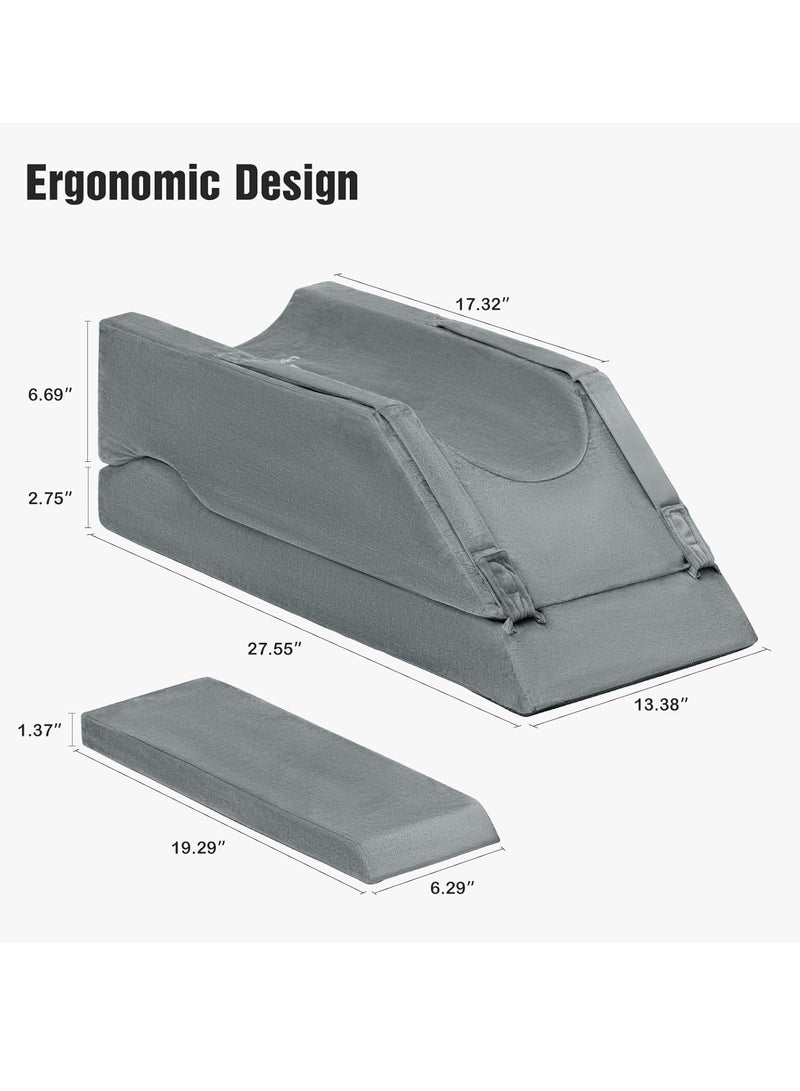 LightEase LightEase Adjustable Leg Pillow, Leg Elevation Pillows for After Surgery, Memory Foam Knee Hip Ankle Support for Pain Relief, Recovery, Blood Circulation, Swelling, Injury, Rest  - Image 2