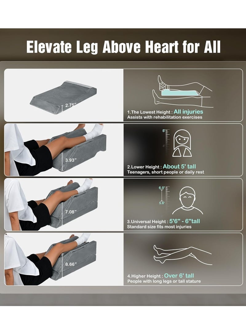 LightEase LightEase Adjustable Leg Pillow, Leg Elevation Pillows for After Surgery, Memory Foam Knee Hip Ankle Support for Pain Relief, Recovery, Blood Circulation, Swelling, Injury, Rest  - Image 3