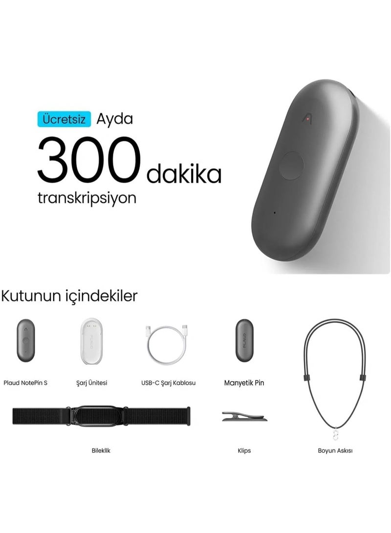 Plaud NotePin S AI Voice Recorder-Black Wearable AI Notetaker, AI Transcribe & Summarize, Support 112 Languages, 64GB Memory, Audio Recorder for Meetings Interviews with 4 Accessories - Image 3