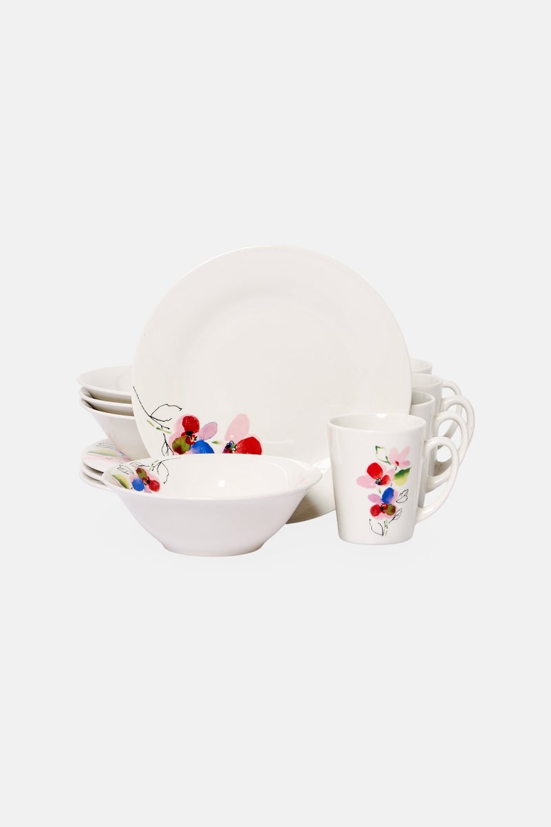 Gibson Home 12 Pieces  Floral Pattern Ceramic Dinnerware Set, Multicolor - Image 3