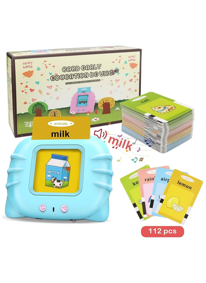 Generic TopColor Kids Educational Toy, Audible Flash Cards for Listening, Reading and Writing for Toddlers Ages 1-6, Flash Card Machine with 112 Double-Sided Cards, Blue Reader  - Image 1