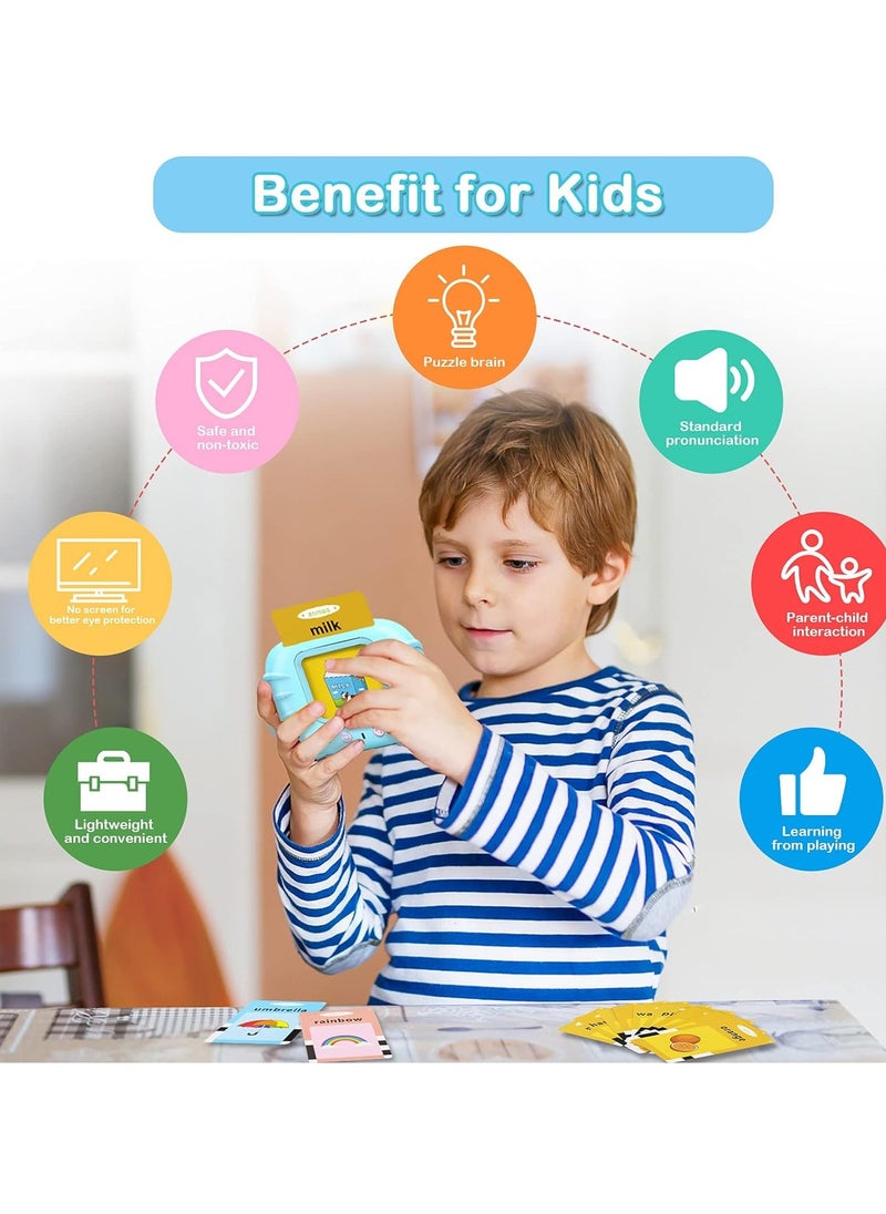 Generic TopColor Kids Educational Toy, Audible Flash Cards for Listening, Reading and Writing for Toddlers Ages 1-6, Flash Card Machine with 112 Double-Sided Cards, Blue Reader  - Image 2