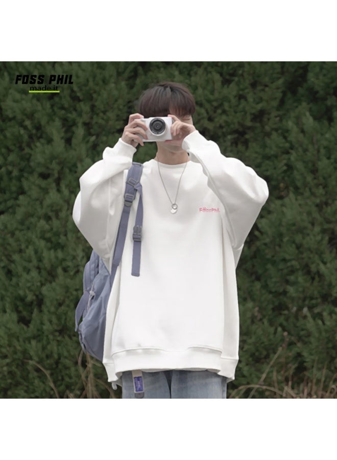 Foss Phil Men's Sweatshirt Spring Autumn Trendy Cartoon Print Loose Casual Crew Neck Base T-shirt Fpw5 White 3XL - Image 4