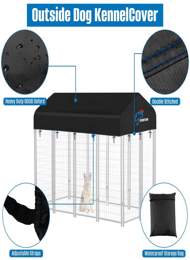 SIRUITON غطاء بديل لقفص الكلاب الخارجي من سيرويتون، مقاس 8 × 4 قدم، مصنوع من قماش أكسفورد 600D شديد التحمل، مع أغطية علوية لحماية الكلاب من الشمس والمطر، ومظلة شمسية متخصصة، ومقاومة للثلج، وواقية من الشمس (الغطاء فقط). - Image 3