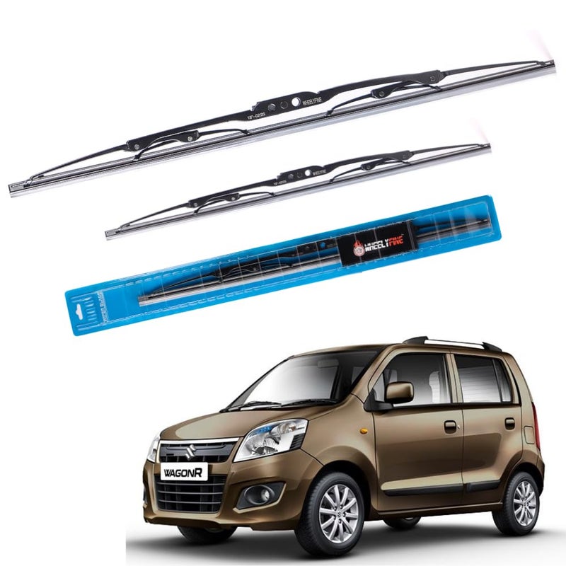 Wheelyfine Car Wiper Blades | Metal Frame | Water Repellent Windshield Wipers | Blade Refills (Maruti Wagon-R (2010-2018) Dr 20"/Pa 16") - Image 1