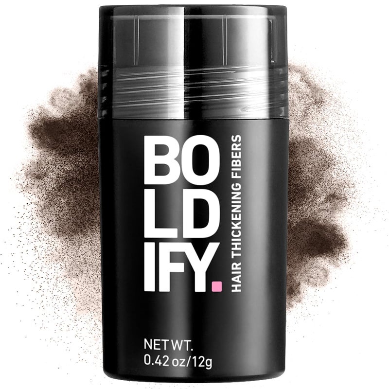 BOLDIFY Hair Fibers (12g) - Fill In Thinning and Fine Hair for an Instantly Fuller, Thicker Look - 14 Shades for Women & Men - Dark Brown - Image 1