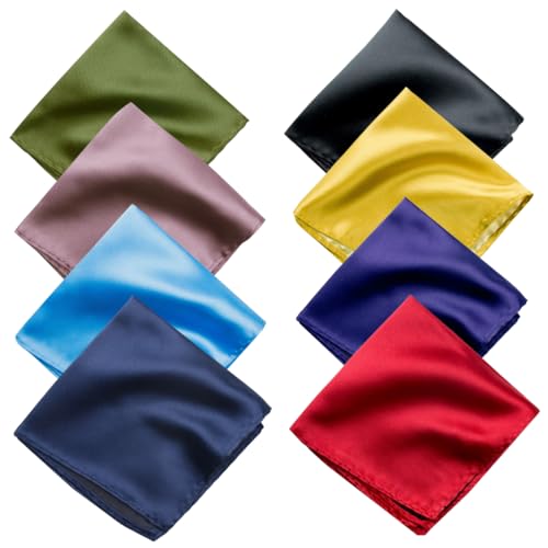Young Arrow Satin Pocket Square for Men | Wedding Handkerchief for Suits, Blazers & Tuxedo | Men's Pocket Square 08 Pieces Combo | 004 (Multicolor) - Image 1