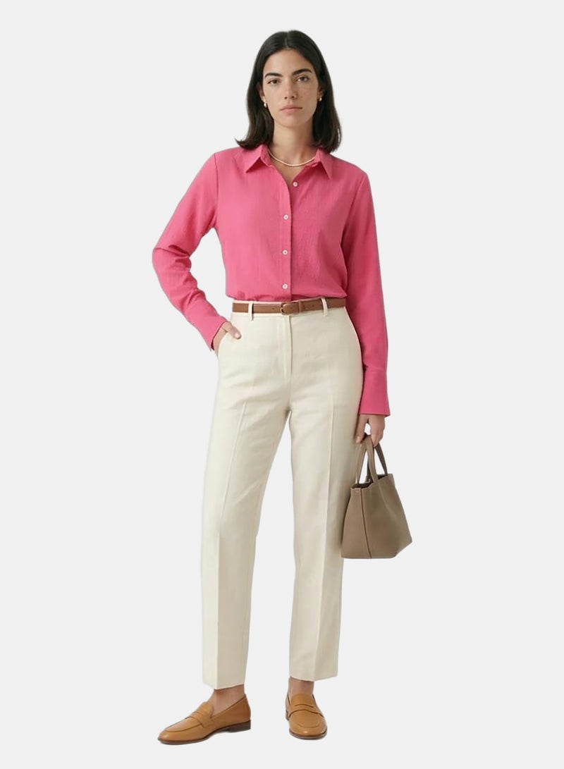 RAVIN Women Regular Fit Long Sleeves Textured Shirt Fuchsia - Image 3