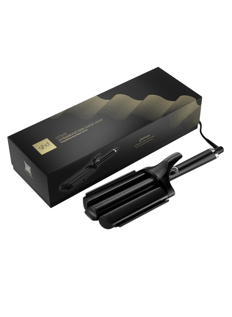 GHD Wave Triple Barrel Hair Waver – Professional Styling Tool for Effortless Beach Waves, 3-Barrel Design, Anti-Frizz, 185°C Heat Control No Extreme Heat Damage for All Hair Types – Black - Image 1