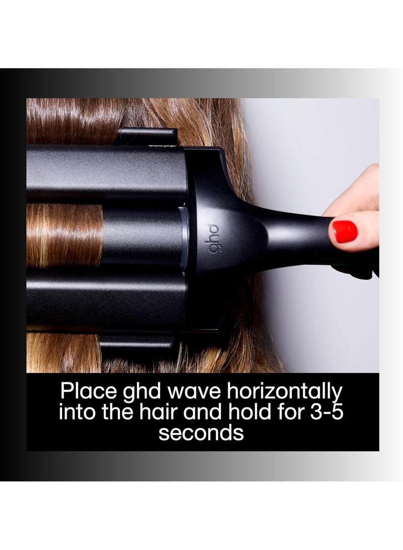 GHD Wave Triple Barrel Hair Waver – Professional Styling Tool for Effortless Beach Waves, 3-Barrel Design, Anti-Frizz, 185°C Heat Control No Extreme Heat Damage for All Hair Types – Black - Image 4