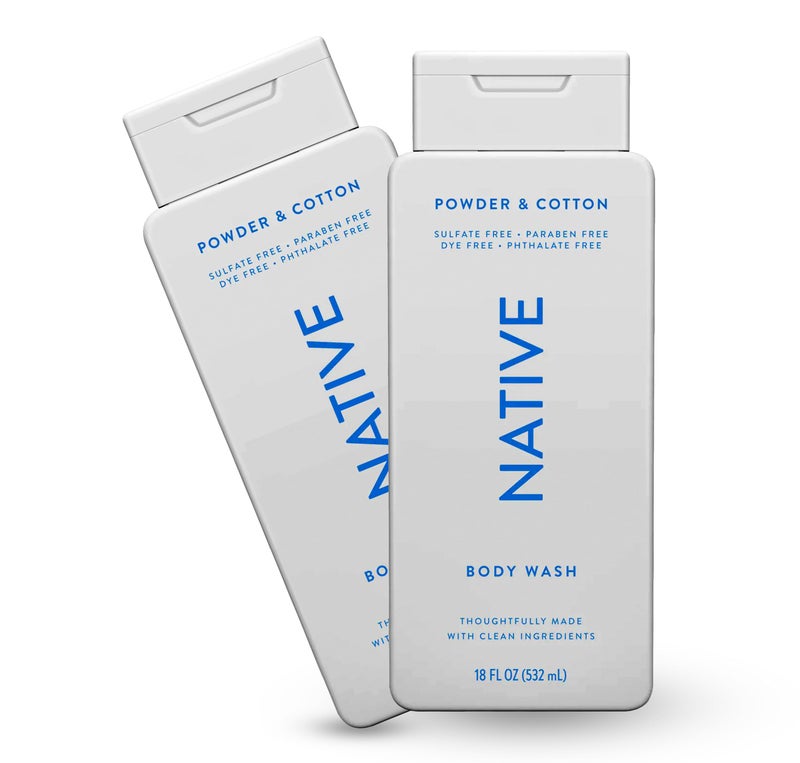 native غسول الجسم الطبيعي للرجال والنساء، موسمي | خالي من الكبريتات والبارابين والأصباغ، مع مكونات نظيفة مستمدة طبيعياً تترك البشرة ناعمة ورطبة، مسحوق وقطن 18 أونصة - 2 عبوة - Image 1