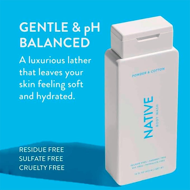native غسول الجسم الطبيعي للرجال والنساء، موسمي | خالي من الكبريتات والبارابين والأصباغ، مع مكونات نظيفة مستمدة طبيعياً تترك البشرة ناعمة ورطبة، مسحوق وقطن 18 أونصة - 2 عبوة - Image 3