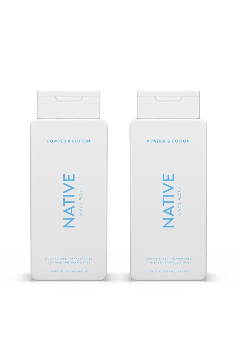 native Native Body Wash for Men & Women, Seasonal | Sulfate Free, Paraben Free, Dye Free, with Naturally Derived Clean Ingredients Leaving Skin Soft and Hydrating, Powder & Cotton 18 oz - 2 Pk  - Image 1