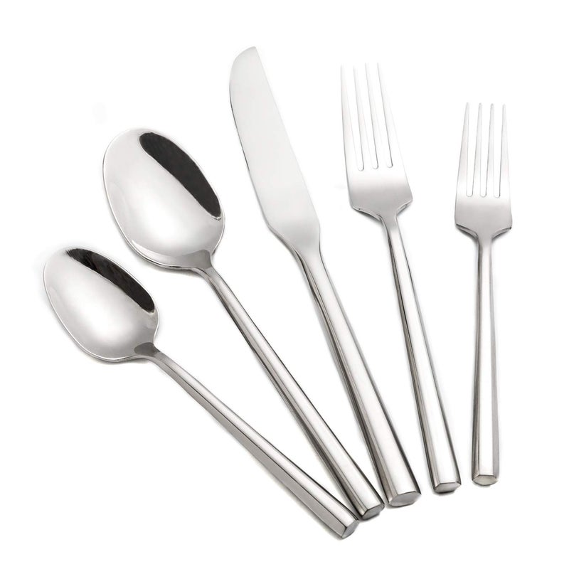 Kelenfer Silverware Set Flatware Set Stainless Steel Cutlery Set 20 Piece with Hexagon Handle Wedding Gift Home Hotel Use Service for 4