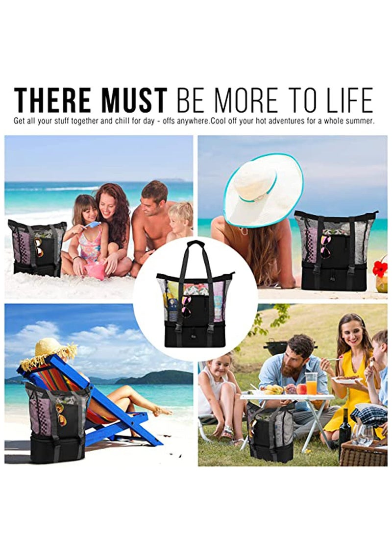 KASTWAVE - Mesh Beach Tote Bag with Detachable Beach Cooler - Max Capacity 34l 150lbs Ultra Durable for Women, 600D Polyester, Mesh Lining, Zipper Closure, Pvc, Party, Odor-free, Durable Design - Image 1