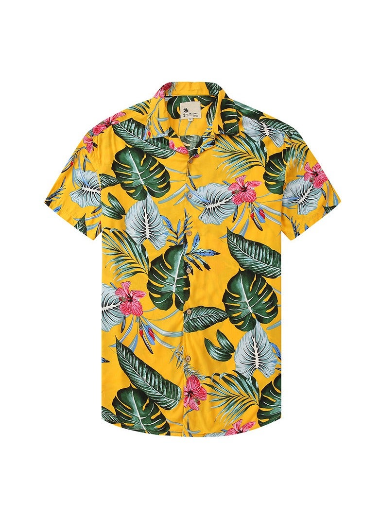 Loquat Short Sleeved European And American Graffiti Art Oversized Digital Printed Shirt  - Image 1