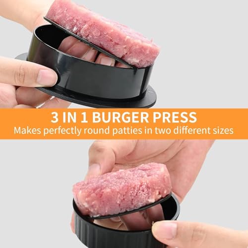 Ad Fresh A.D.FRESH Hamburger Press Patty Maker, 3 in 1 Non-Stick Burger Press Patty Maker, Hamburger Patty Maker, Burger Patty Maker, Patty Press for Stuffed Burgers, Sliders, Beef Burger, Black - Image 4