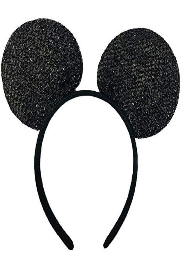 winvin Set of 24 Mouse Costume Deluxe Fabric Ears Headband Red Bow Boys Girls Birthday Party Hairs Accessories Baby Shower Headwear Halloween Favors Decorations (Sequin Black and Red) - Image 4