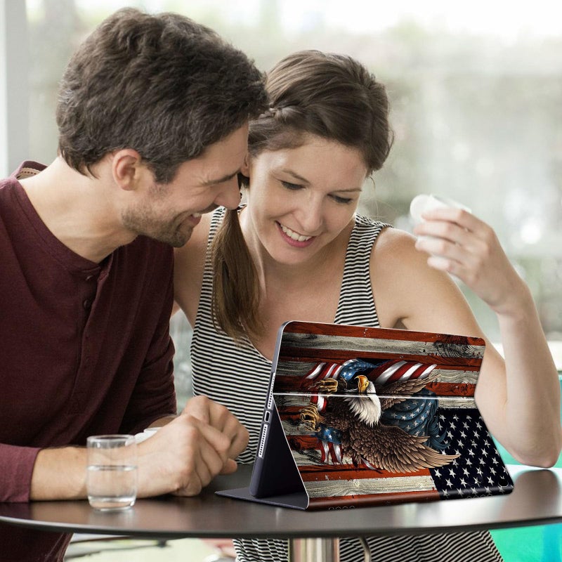 FUYOCWE for Fire HD 10 Tablet Case (13th Generation,2023 Release,10.1"), PU Leather Multi-Angle Folding Stand Smart Flip Cover for Amazon Kindle Fire HD 10 13th Gen-Bald Eagle with Flag - Image 3