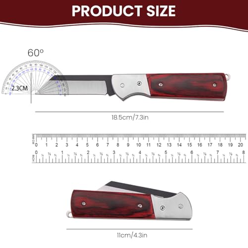 HASTHIP® Grafting Cutter Folding Stainless Steel Grafting Cutter Anti-slip Wooden Handle Design Pocket Gardening Grafting Cutter Portable Gardening Cutter - Image 2
