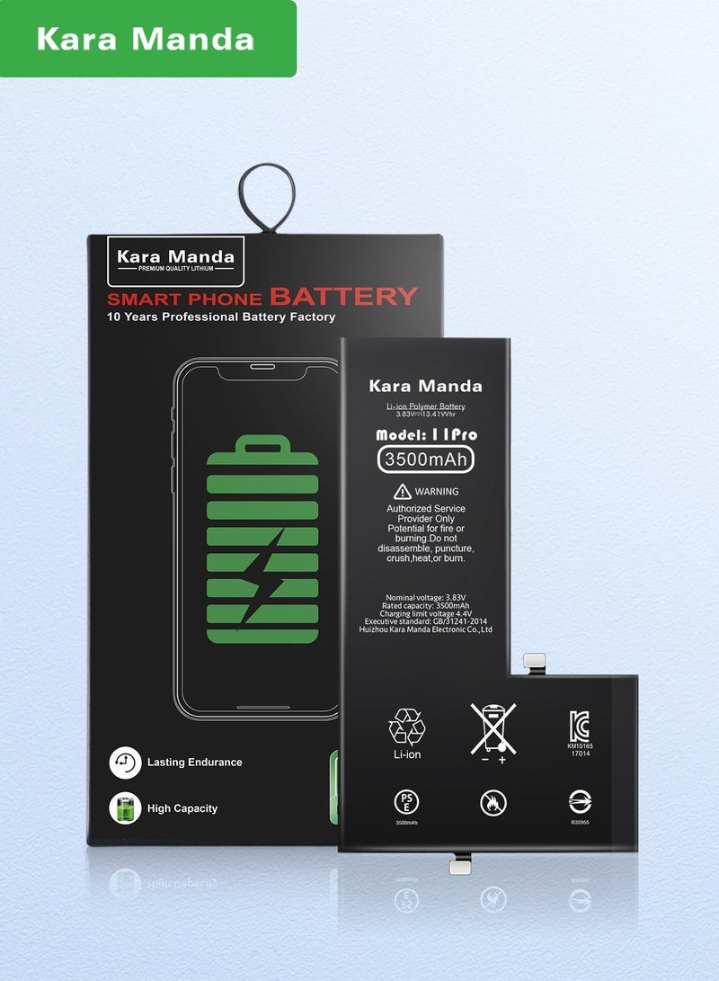 Kara Manda Upgraded high-capacity 3500mah iPhone 11 Pro battery, 0-cycle brand new battery with long-lasting performance and better battery life - Image 1