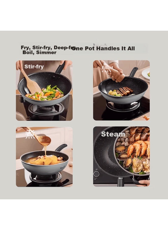 Bear Non-stick Multifunctional 28cm Home Cooking Frying Pan Oil-free Egg Frying Pan - Image 5