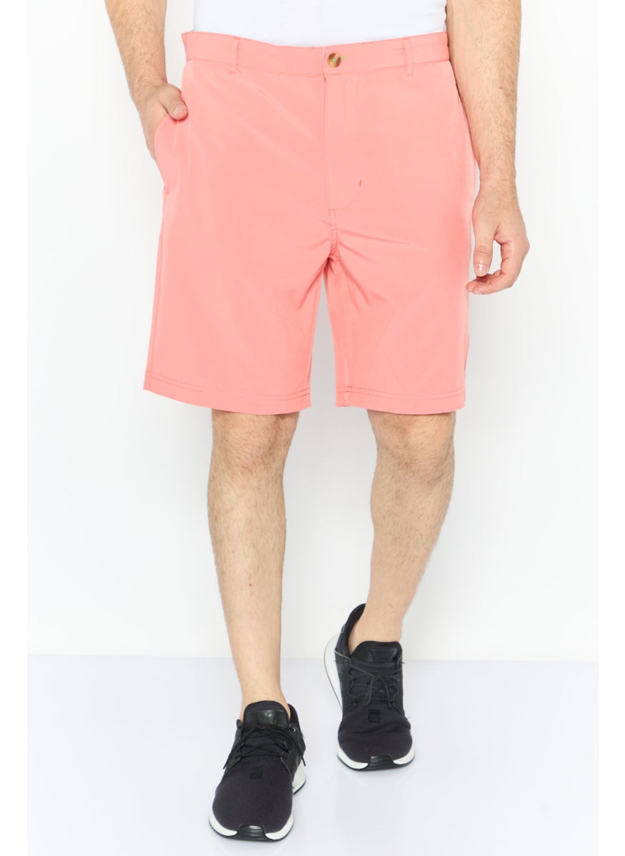 Tailorbyrd Men Plain Basic Shorts, Coral  - Image 1