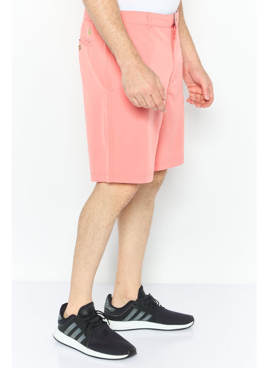 Tailorbyrd Men Plain Basic Shorts, Coral  - Image 3
