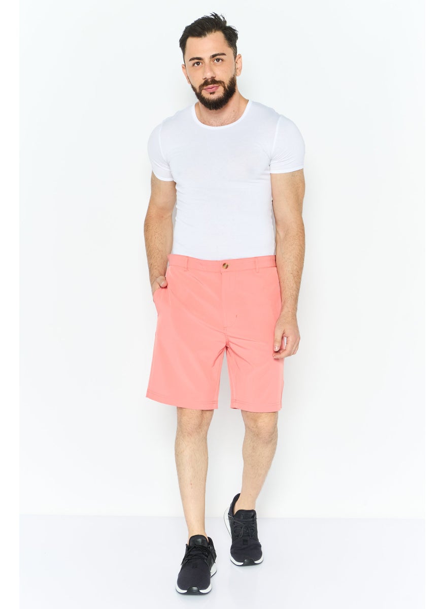 Tailorbyrd Men Plain Basic Shorts, Coral  - Image 2