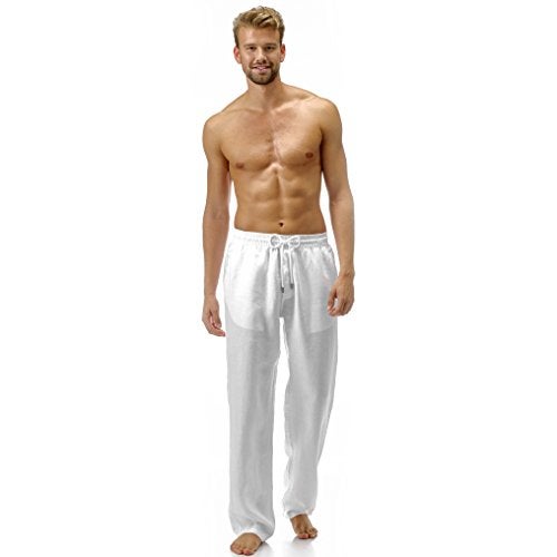 Vilebrequin Men Linen Pants Solid,White,XXXL - Image 2
