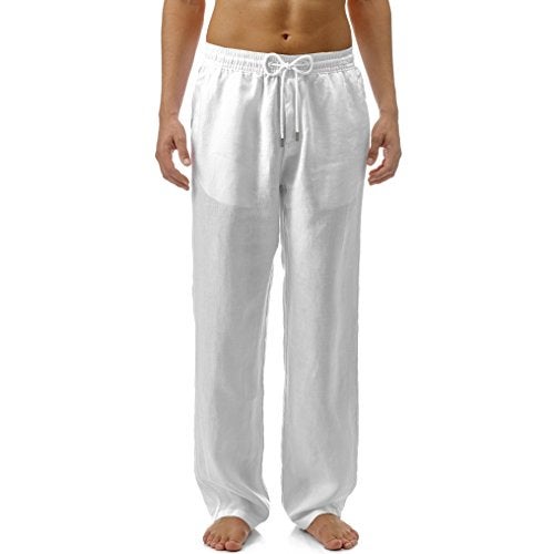 Vilebrequin Men Linen Pants Solid,White,XXXL - Image 5