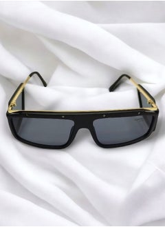Black Rectangular Sunglasses with Stylish Temple Lenses for Unisex - Modern Design, UV Protection, and Comfortable Fit