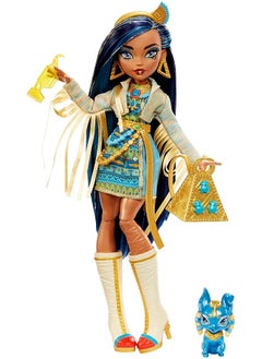 MONSTER HIGH Doll Cleo De Nile With Pet Dog Blue Streaked Hair  - Image 1