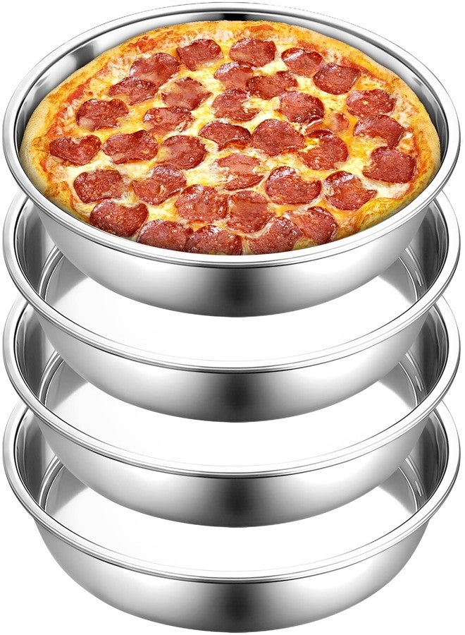 Elsjoy 4 Pack 13 Inch Stainless Steel Deep Pizza Pan, Large Round Pizza Baking Pan, Heavy-Duty Pizza Dish for Oven, Dishwasher Safe - Image 1