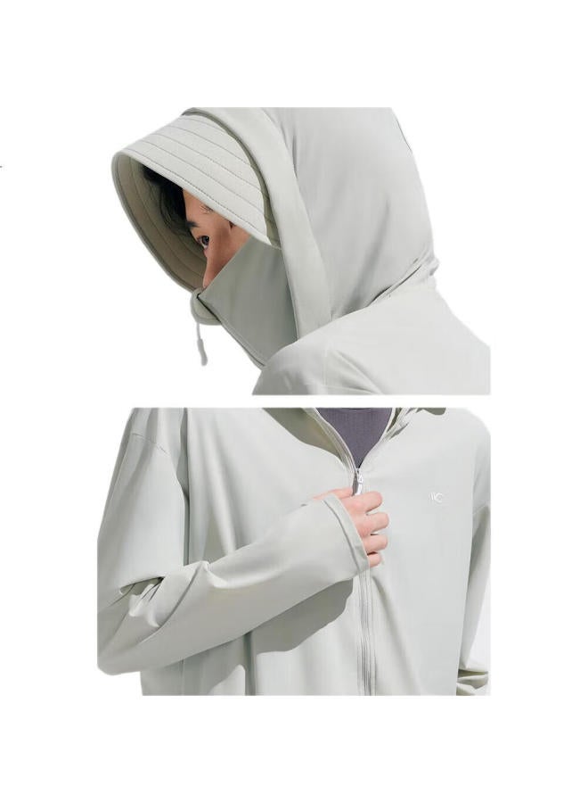 Vvc Men'S Fashion Summer Ice Silk Cool Feeling Uv Protection Short Jacket Shawl Light Grey L - Image 3