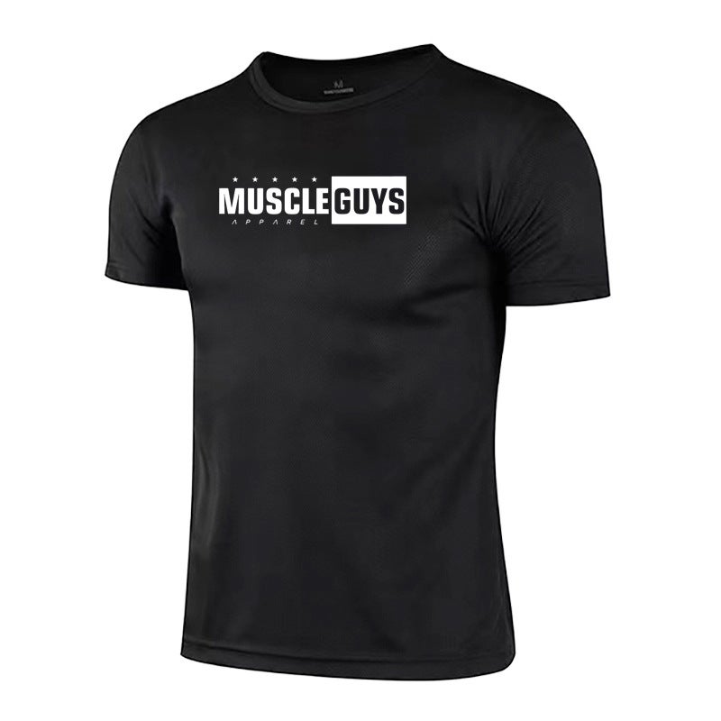 Summer Fitness short-sleeved men''s casual running training quick-drying mesh breathable round neck sports T-shirt fitness clothes - Image 1
