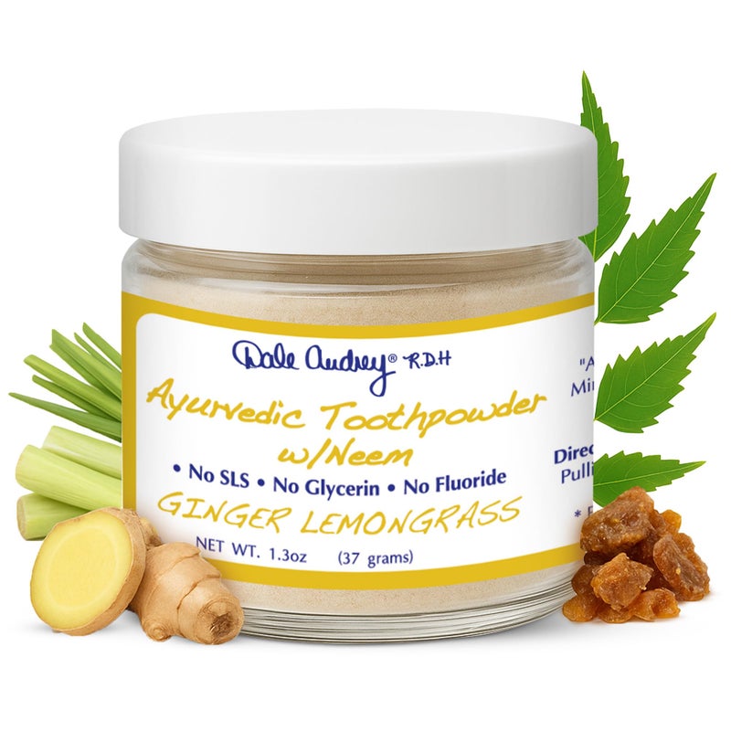 مسحوق الأسنان المعيد للمعادن بالأيورفيدا للأسنان الحساسة بنكهة الزنجبيل العضوي الطازج لتبييض الأسنان وتنفس منعش 13 أونصة