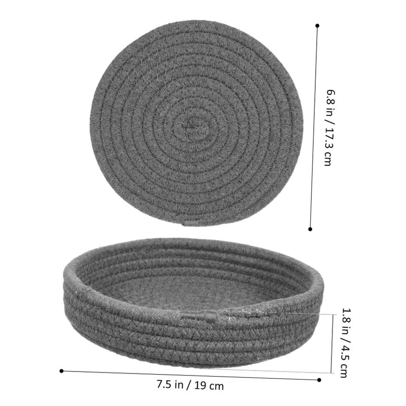 Round Cotton Rope Placemat Set Woven Kitchen Table Mats For Hot Dishes Asian Style - Image 5