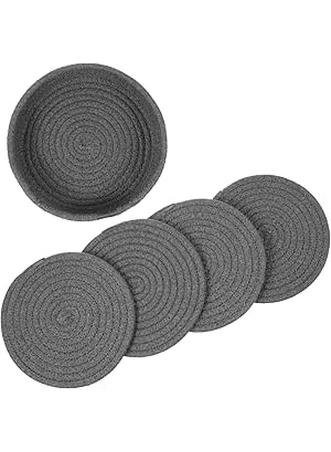 Round Cotton Rope Placemat Set Woven Kitchen Table Mats For Hot Dishes Asian Style - Image 1