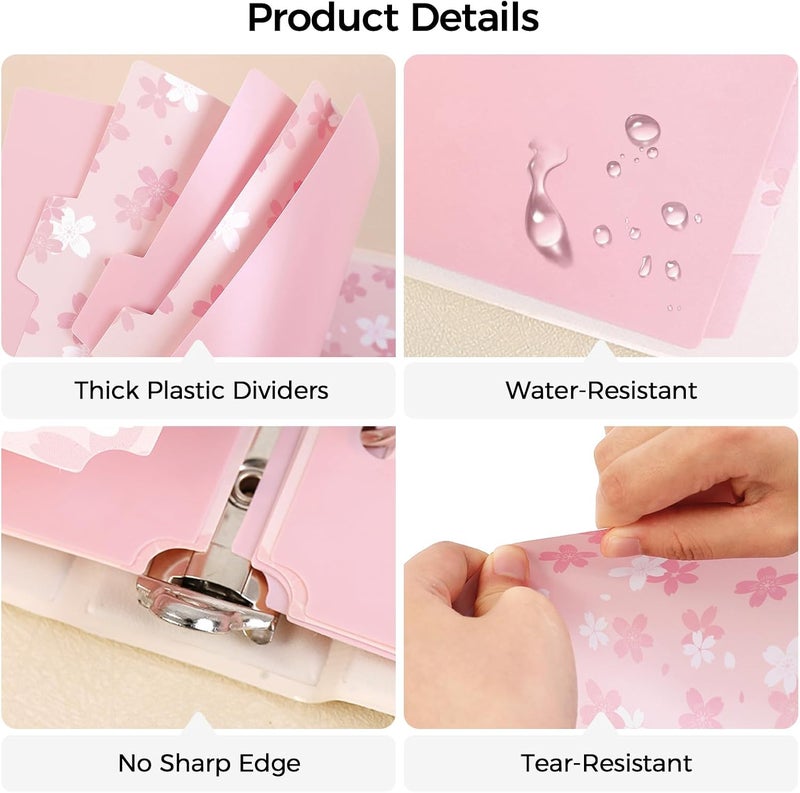 Skydue 8 Tab Binder Dividers with Tabs, Floral Design, Thick Dividers for 3 Ring Binder, Letter Size, Tear-Resistant File Organizers, PinkFloral - Image 4