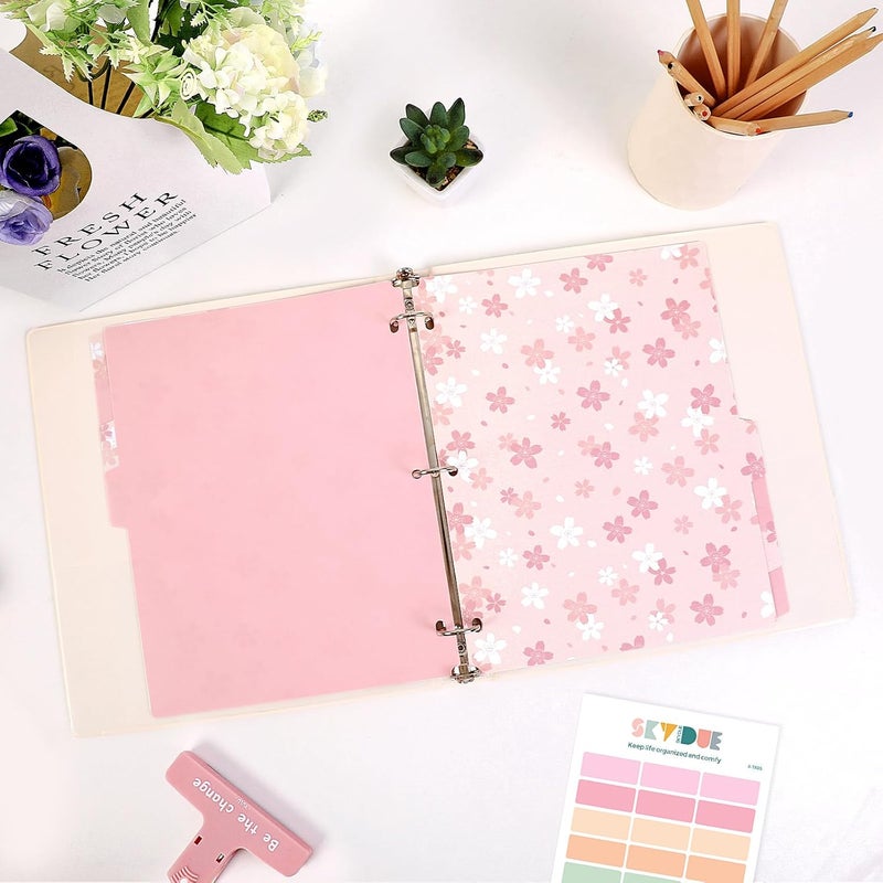 Skydue 8 Tab Binder Dividers with Tabs, Floral Design, Thick Dividers for 3 Ring Binder, Letter Size, Tear-Resistant File Organizers, PinkFloral - Image 5
