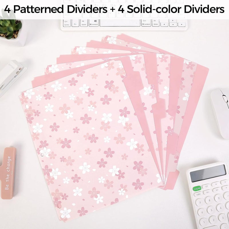 Skydue 8 Tab Binder Dividers with Tabs, Floral Design, Thick Dividers for 3 Ring Binder, Letter Size, Tear-Resistant File Organizers, PinkFloral - Image 2